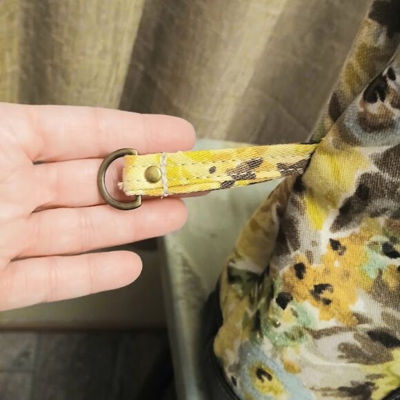 New Canvas Floral Tote Shopper shoulder Bag Yellow Brown Double handle Carryall - Picture 6 of 8